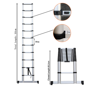 <span class=keywords><strong>Escalera</strong></span> Telescópica <span class=keywords><strong>de</strong></span> Aluminio <span class=keywords><strong>de</strong></span> 3.3 Metros con Barra Estabilizadora, <span class=keywords><strong>Escalera</strong></span> Portátil para Uso en Interiores y Exteriores, Capacidad <span class=keywords><strong>de</strong></span> 150 kg - Product Image 3