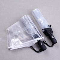 Paraguas Plegable Transparente, Paraguas de Moda para Estudiantes, Estilo Masculino, Paraguas de Plástico para la Lluvia, Parapluie Reforzado