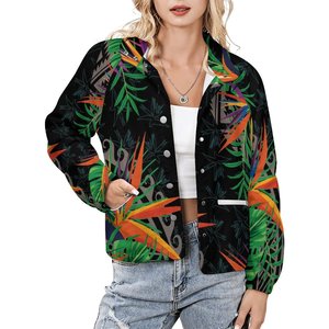 <span class=keywords><strong>Giacca</strong></span> Invernale Personalizzata con Design Polinesiano a Ibisco per Donne, Stampa su Richiesta, Collo Alto, <span class=keywords><strong>Giacca</strong></span> in <span class=keywords><strong>Peluche</strong></span> - Product Image 2