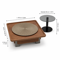 Ensemble de table basse et table carrée de style parquet italien moderne avec rangement, taille/couleur personnalisables pour salon, mobilier de maison