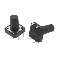 Interruptor Táctil de 12x12mm, 4 Pines DIP, Botón Alto, Contacto de Cobre Resistente a Altas Temperaturas, Altura Personalizable de 4.3-20mm, 12V 50mA, RoHS