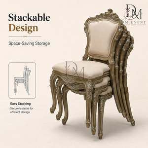Silla de Boda Estilo Francés con Respaldo Tapizado en Madera PP, Silla para Banquetes para Eventos de Hotel, Venta al Por Mayor - Product Image 5