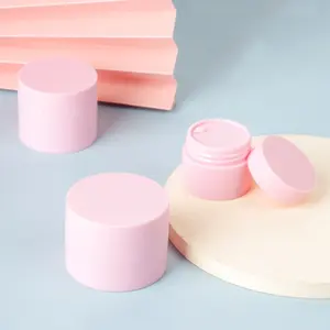 定制丝印标志面部护理空化妆品包装5g 10g 20g小粉色PP收纳容器塑料奶油罐