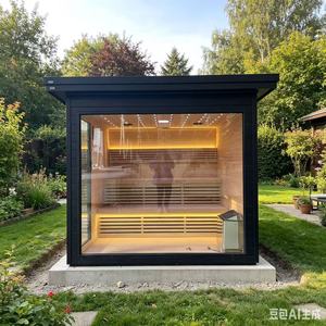 Cabina Sauna a Infrarossi Lontani a Basso EMF per 2-6 Persone, in Legno di Hemlock/Cedro Rosso, per <span class=keywords><strong>Spa</strong></span> Domestica e Giardino, Uso Interno ed Esterno - Product Image 4