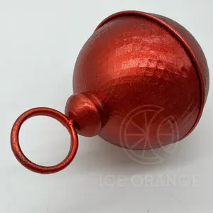 Kerst Metalen Ornament Bal Jingle Bell In Rood Uniek Ontwerp 5 In 6 In 8 In Voor Huis Vakantie Tuinfeest Decoratie