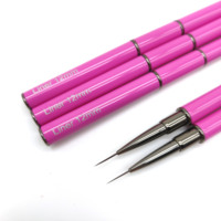 Pinceau double-embout en nylon avec manche métallique pour nail art – Outil professionnel de luxe multifonctionnel pour liner, ovale et rond