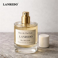 Flacon de parfum en verre transparent rond vide avec pompe à pression, 50 ml, en stock, conforme CE et ROHS