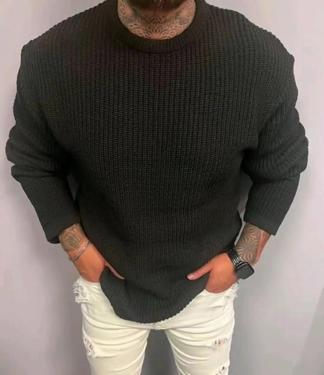 Pull personnalisé à col rond pour homme, couleur Pure, gaufré, nouveau Style, vêtements d'automne et d'hiver, vente en gros, 2023