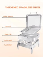 Ensemble de chauffe-plats électriques à induction en acier inoxydable avec couvercle de sécurité pour restauration, mariage, hôtel et restaurant