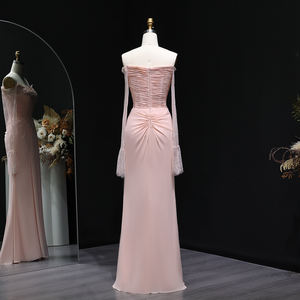 SHARON ชุดราตรีชุดราตรีเปลือยไหล่ผ้าลูกไม้สีชมพู SF397งานพรอมสำหรับงานแต่งงานของผู้หญิงชุดราตรีอาหรับ - Product Image 6