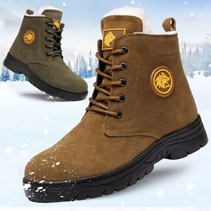รองเท้าบูทหิมะผู้ชายสีกากีบุขนสัตว์หนานุ่มกันลื่นสำหรับฤดูหนาวกลางแจ้ง - Product Image 4