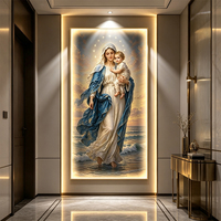 Décoration Murale Religieuse Moderne LED Vierge Marie, Halo Lumineux, Lumières de Prière Catholique en Cristal, Base Florale, USB/Prise, Durable, pour la Maison Sacrée
