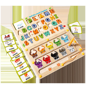 YUCI 2 in 1スペルワード描画ビーズ迷路ボードゲーム幼児教育パズルアルファベット学習マッチング迷路おもちゃ