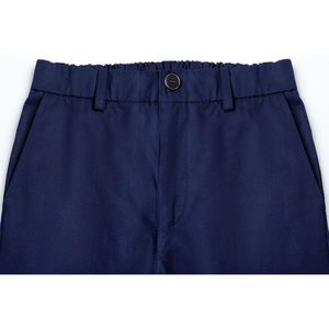Boys <b>Chino</b> Shorts Mid <b>Waist</b> <b>Elastic</b> Button Front 100% Cotton Anti-Wrinkle School Uniform Wear - Product Image 3