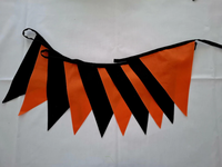 Guirlande de bannière d'Halloween faite à la main, personnalisée, noire et orange, style shabby chic