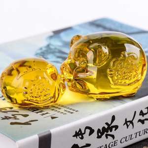Qipao — <span class=keywords><strong>cochon</strong></span> en verre cristal de petite taille, ornement feng shui de couleur or, décoration de chambre à coucher, artisanat en cristal, cadeaux d'anniversaire pour enfants - Product Image 3
