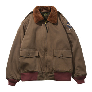 Veste bombardier B10 pour <span class=keywords><strong>homme</strong></span>, costume en coton, <span class=keywords><strong>manteau</strong></span> ample, épais, vêtements de travail, veste courte, chaude, 50% <span class=keywords><strong>laine</strong></span>, 50% polyester, doublure - Product Image 2