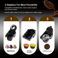 Cafetera Espresso 3 en 1, 19 Bares, 1450W, Compatible con Cápsulas Nespresso, Dolce Gusto y Café en Polvo, para Hogar y Oficina