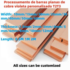 บัสบาร์ทองแดงแบบกำหนดเอง T2/T3 สำหรับสายดิน ขนาด 40/50/60 มม. ยาว 1 เมตร ชุบดีบุก/นิกเกิล บาร์แบน สำหรับกระแสไฟสูง ชิ้นส่วนหน้าสัมผัสทองแดงสีแดง - Product Image 5