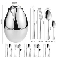 Dingyong – Ensemble de 24 couverts modernes en acier inoxydable, finition miroir, résistant à la rouille, compact, coffret cadeau pour fêtes