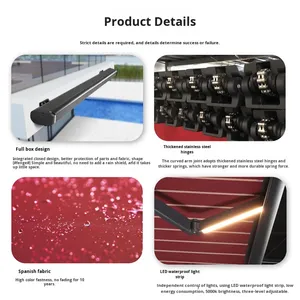 Ombrellone Parasole Pieghevole Retrattile Elettrico con Telecomando Rinforzato per Balcone, Cortile, Porta e Riparo Antipioggia da Esterno - Product Image 3