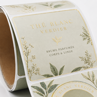 Label Botol Parfum dengan Tekstur Bunga Embos, Pinggiran Foil, Perekat untuk Kemasan Parfum dan Mist, Produsen Kustom