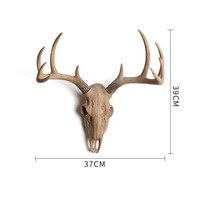 Décoration murale moderne d'Halloween en forme de tête de mouton en peluche avec simulation de bois de cerf pour cabane de chasse