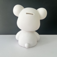 Modèle prototype blanc en forme d'animal assis DIY de 17 cm, utilisable comme tirelire, pour graffiti artistique et ours fluide