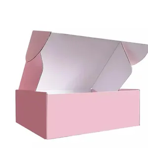 Custom Logo Pink Small Corrugated Shipping Box Cardboard Mailer Boxes For Cosmetic Packaging Gift Wig Boxes