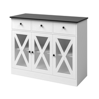 Buffet d'accent blanc Buffet armoire de rangement de cuisine avec portes en verre étagères réglables pour salle à manger salon