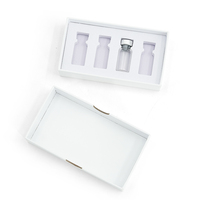 Boîte rigide blanche personnalisée pour 4 flacons de peptides, emballage haut de gamme avec couvercle à ouverture facile et insert en EVA pour ampoules de peptides de laboratoire