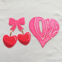 Patchs thermocollants personnalisés en gros pour la Saint-Valentin, grands nœuds en forme de cœur XOXO, broderie en chenille scintillante et sequins, sur mesure pour vêtements