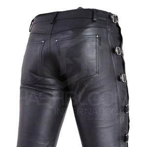 Pantalons pour hommes en gros, taille haute, coupe droite, légers, aspect cuir, élastiques, confortables, lavés, respirants, de haute qualité - Product Image 5