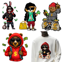 Mode Hoge Kwaliteit Geld Verdienen Dieren Stickers Voor Doek Custom Hustle Beer Konijn Tassen Kussens Dtf Warmteoverdracht Print