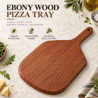Planche à pizza en bois d'ébène avec long manche, plateau de service en bois pour pizza, pain, fromage et charcuterie