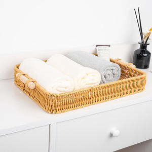 Plateau de rangement en rotin rectangulaire, panier multifonctionnel pour la maison, pour fruits, pain, organisation des cosmétiques - Product Image 3