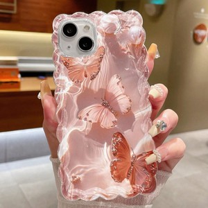 Nuova <span class=keywords><strong>Cover</strong></span> per <span class=keywords><strong>iPhone</strong></span> 17 16 15 14 Pro Max con Effetto Onda d'Acqua, Diamanti, Farfalle e Perle, <span class=keywords><strong>Trasparente</strong></span> con Stampa a Foro Grande - Collezione 2025 - Product Image 5