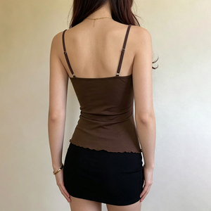 Camisole Y2K Vintage à imprimé floral, coupe ajustée, extensible, bretelles spaghetti contrastantes, tricotée, décontractée, écologique, pour l'été - Product Image 4