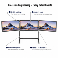 Moniteur portable triple écran AHXJKA 18,5 pouces 1080P IPS pour le travail, affichage USB-C, compatible Windows et Mac