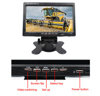Monitor de Coche Smartour de 7 Pulgadas LCD HD, Cámara de Visión Trasera, Resistente al Agua, para Camiones, con Visión Nocturna LED, 12-24V, de Escritorio