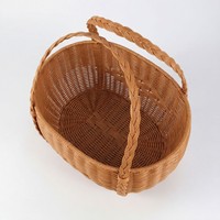 Panier suspendu en rotin tressé à la main avec poignée, en osier naturel, écologique, pour rangement, pique-nique, courses, organisation domestique et décoration
