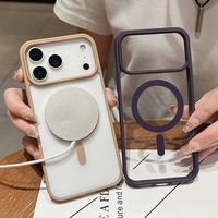 Coque de protection transparente Macaron de luxe en TPU magnétique ultra-doux pour iPhone 17, compatible Apple 15 Pro Max 14
