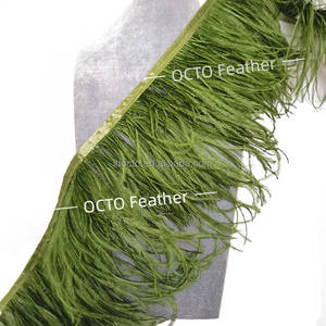 Personnalisable 2/3/4 couches <span class=keywords><strong>épaisse</strong></span> <span class=keywords><strong>frange</strong></span> de plumes moelleuses sur ruban pour robe couture garniture de plumes d'autruche - Product Image 2