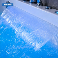 Baignoire en acrylique Whirlpool avec fonction de massage, robinet cascade, lumière LED, baignoire de massage en acrylique avec jets