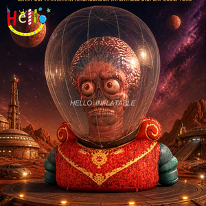 Buste géant gonflable d'alien martien avec casque <span class=keywords><strong>bulle</strong></span> transparent, accessoire pour exposition science-fiction et décoration de centre commercial - Product Image 5
