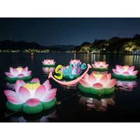 Éclairage LED gonflable au sol personnalisé fleur de Lotus fleurs gonflables indiennes géantes pour la décoration de mariage