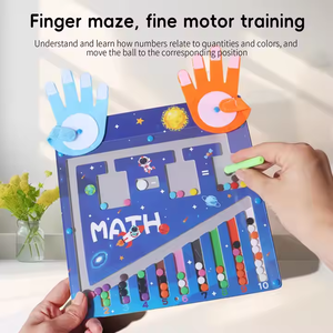 Planche <span class=keywords><strong>à</strong></span> <span class=keywords><strong>dessin</strong></span> et labyrinthe en bois pour enfants, labyrinthe de perles de mouvement de stylo jouets en bois avec cartes et chiffres - Product Image 4