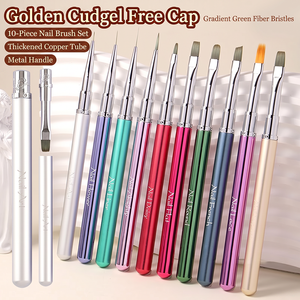 Ensemble de pinceaux à ongles personnalisés avec logo, poils dégradés verts, capuchon de protection, maintien stable du gel, outil pour gel UV, pour salon et manucure DIY - Product Image 3