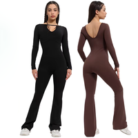 Combinaison de sport moulante 2026 pour femme, séchage rapide, col en V, haute élasticité, idéale pour le yoga et la musculation