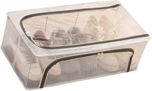 Boîte de rangement à chaussures empilable, organiseur de chaussures transparent avec fenêtre à fermeture éclair - Product Image 2